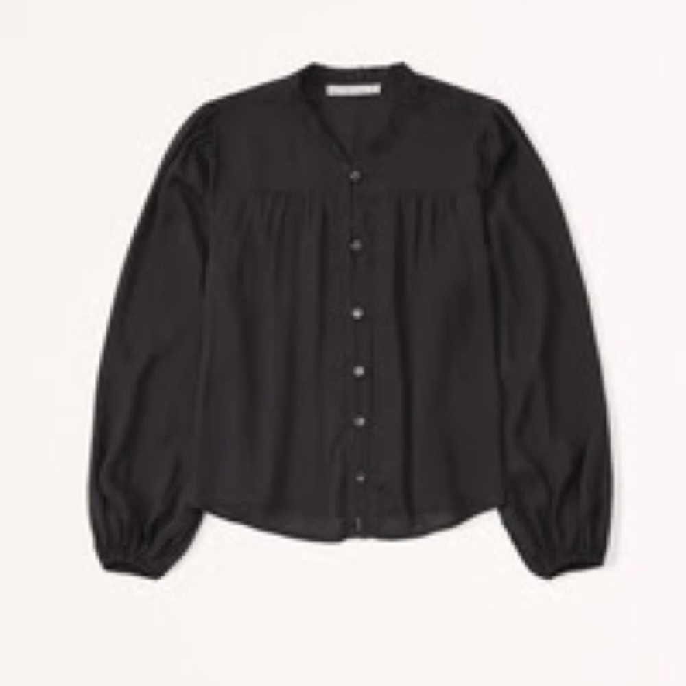 Abercrombie & Fitch Long-Sleeve Sheer Button-Through Top
